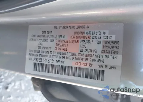 2017 Mazda Cx-5 Sport z USA, uszkodzony, nr VIN JM3KFBBL1H0137154